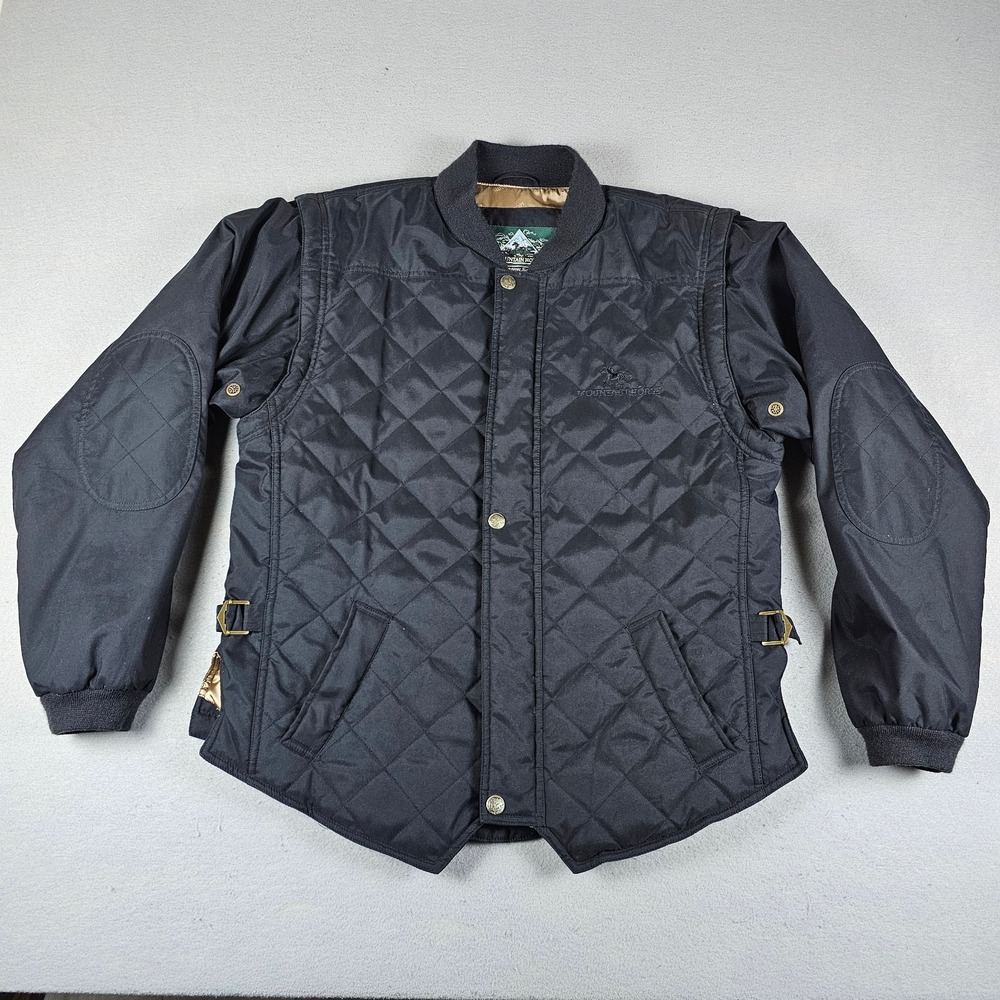 Mountain Horse Equestrian Jacket Womens Large Black Quilted Lined Full Zip Snap